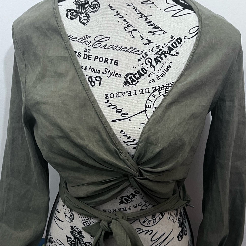 Zara Green Long Sleeve Crop Top